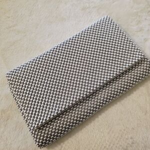 INC International Concepts Silver Crystal Mesh Evening Clutch